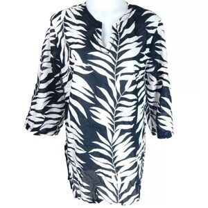 Tori Richard Palm Leaf Print Cover Up Tunic